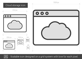 Image showing Cloud storage line icon.