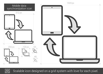 Image showing Mobile data synchronization line icon.