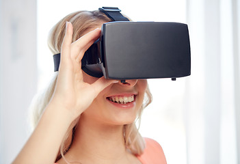 Image showing woman in virtual reality headset or 3d glasses