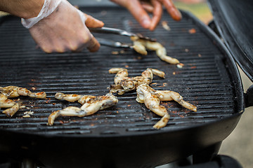 Image showing close up of frog meat grill at street market