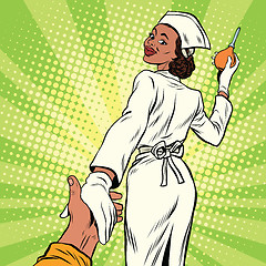 Image showing Nurse with enema, follow me