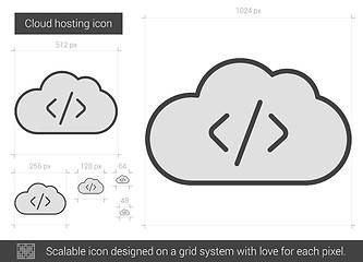 Image showing Cloud hosting line icon.