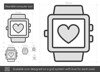 Image showing Wearable computer line icon.