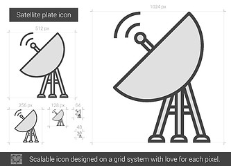 Image showing Satellite plate line icon.