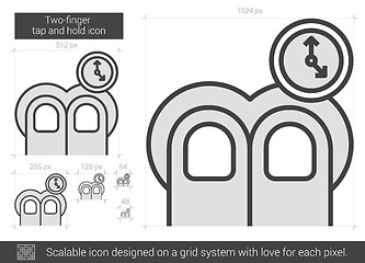 Image showing Two-finger tap and hold line icon.