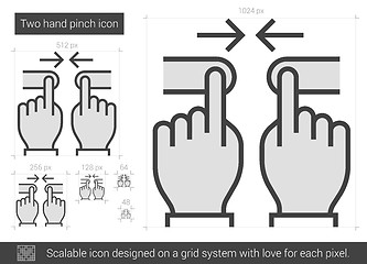 Image showing Two hand pinch line icon.