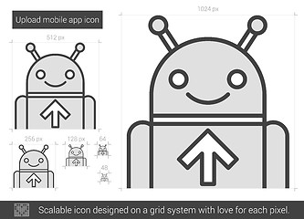 Image showing Upload mobile app line icon.