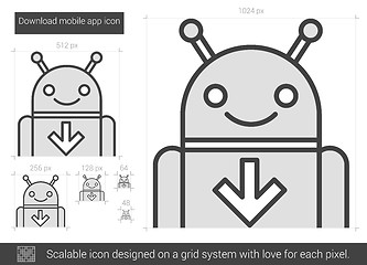 Image showing Download mobile app line icon.