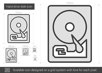 Image showing Hard drive disk line icon.