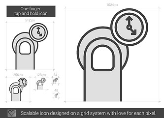 Image showing One-finger tap and hold line icon.