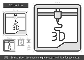 Image showing Three D print line icon.