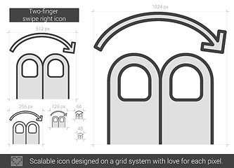 Image showing Two-finger swipe right line icon.