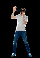 Image showing man in virtual reality headset or 3d glasses