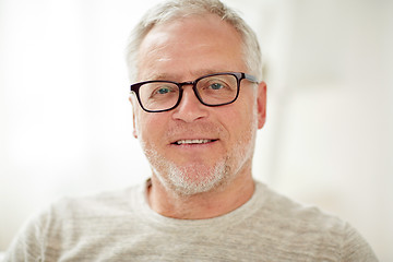 Image showing close up of smiling senior man in glasses