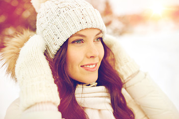 Image showing happy woman outdoors in winter