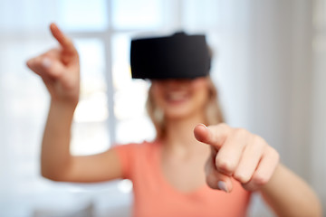 Image showing woman in virtual reality headset or 3d glasses