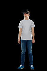 Image showing happy man in virtual reality headset or 3d glasses