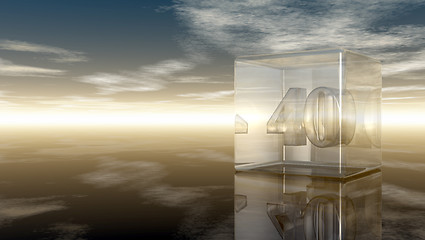 Image showing number forty in glass cube under cloudy sky - 3d rendering