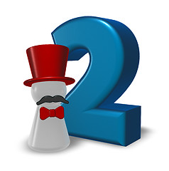 Image showing number two and pawn with hat and beard - 3d rendering