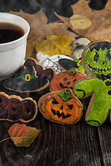 Image showing Homemade delicious ginger biscuits for Halloween