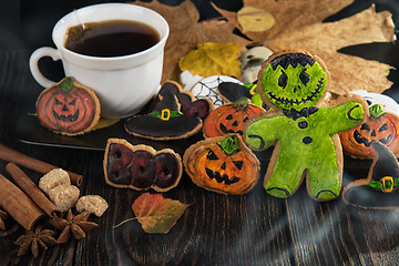 Image showing Homemade delicious ginger biscuits for Halloween