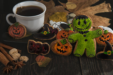 Image showing Homemade delicious ginger biscuits for Halloween