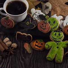 Image showing Homemade delicious ginger biscuits for Halloween