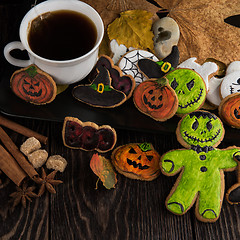 Image showing Homemade delicious ginger biscuits for Halloween