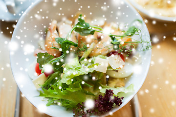 Image showing close up of caesar salad on plate at restaurant