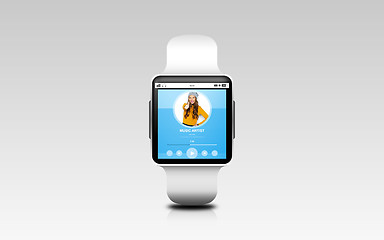 Image showing close up of smart watch with music