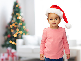 Image showing beautiful little baby girl in christmas santa hat