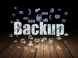 Image showing Database concept: Backup in grunge dark room