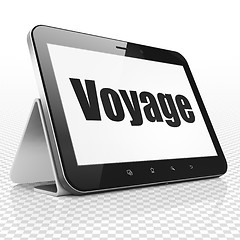 Image showing Tourism concept: Tablet Computer with Voyage on display