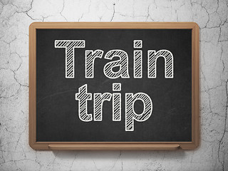 Image showing Vacation concept: Train Trip on chalkboard background