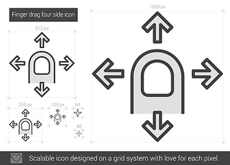 Image showing Finger drag four side line icon.