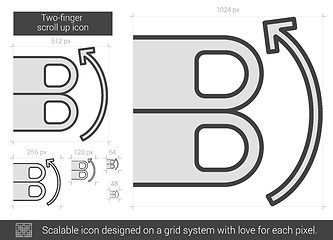 Image showing Two-finger scroll up line icon.