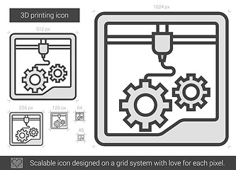 Image showing Three D printing line icon.