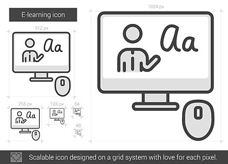 Image showing E-learning line icon.