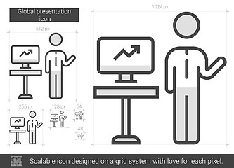 Image showing Global presentation line icon.