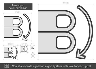 Image showing Two-finger scroll down line icon.