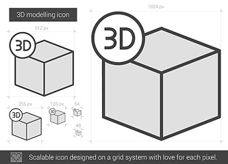 Image showing Three D modelling line icon.