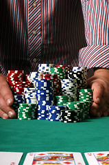 Image showing Poker player going all in