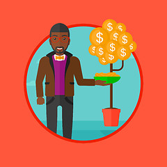 Image showing Man catching dollar coins vector illustration.