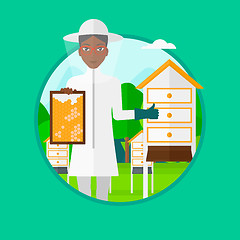 Image showing Bee-keeper at apiary vector illustration.