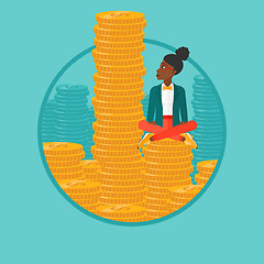 Image showing Business woman sitting on gold vector illustration