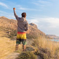 Image showing Free active man enjoying beauty of nature.