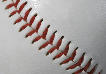 Image showing macro of baseball seams