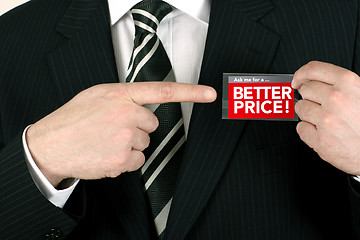Image showing Salesman offering a bargain