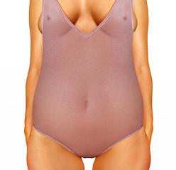 Image showing fatty body in lilac nightgown