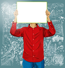 Image showing Man With Write Board Against Love Background